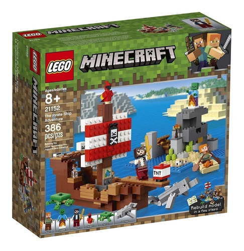 Blocos de montar LegoMinecraft The Pirate Ship adventure 386 peças em caixa