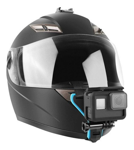 Suporte Capacete Encaixe Gopro E Todas Actions Cam Cor Preto Com Detalhe Azul