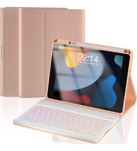 Funda C/teclado Opakit Para iPad 2021 9g/8g/7g 10.2inch Rosa