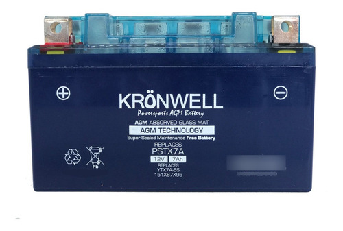 Imagen 3 de 10 de Bateria Moto Kronwell Keller Mx 260 Ytx7a-bs
