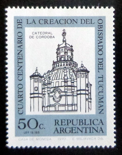 Argentina, Sello Gj 1546 Obispado Tucumán 1970 Mint L9058