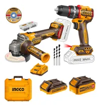 Comprar Kit Esmeril + Taladro Percutor Inalambrico Brushless Ingco