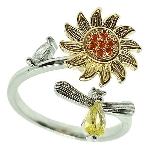 Anillo Ajustable Girasol Giratorio | Bisutería Lola