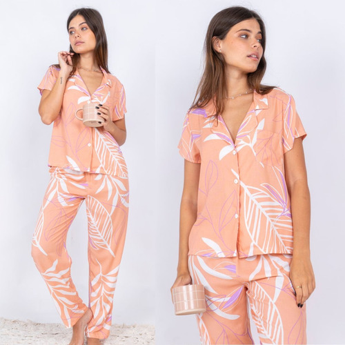 Pijama De Mujer Camisero Fibrana De Seda Senira