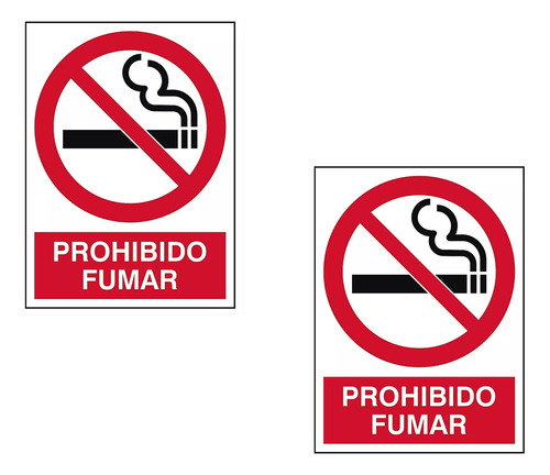  Letreros Vinil Adhesivos 21x15cm Prohibido Fumar 2 Pzas