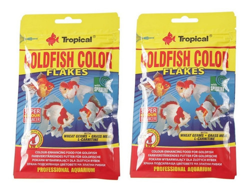Kit 2 Unidades Tropical Ração Goldfish Color Flakes 12g