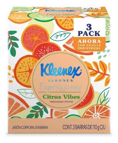 Jabones En Barra Kleenex Expressions Citrus Vibes 110g 3 Piezas