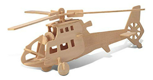 Rompecabezas Helicóptero De Madera 3d.