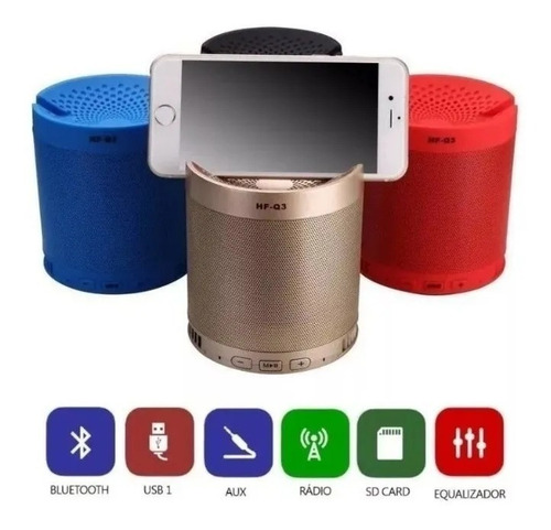 Caixa De Som Q3 Bluetooth Wireles Mp3 Usb Caixinha Com Rádio