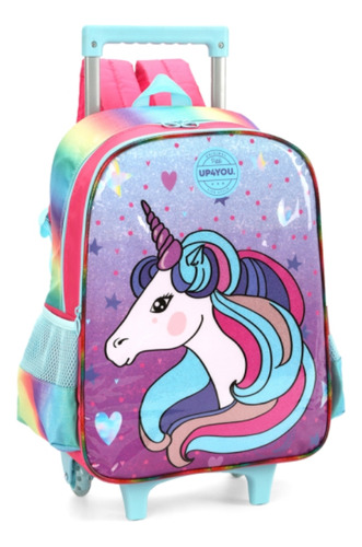 Up4you Mochila Com Rodas Azul Unicornio Cor Roxo Desenho do tecido Liso