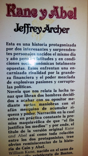 La Carrera Hacia El Poder Y Kene Y Abel / Jeffrey Archer (Usado)