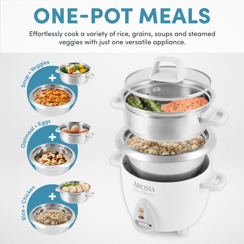 Olla Arrocera De Acero Inoxidable 6 Tazas 1.2 L Con Vaporera