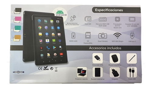 Imagen 9 de 10 de Tablet Con Teclado Mouse Protector Y Lapiz 3g Libre