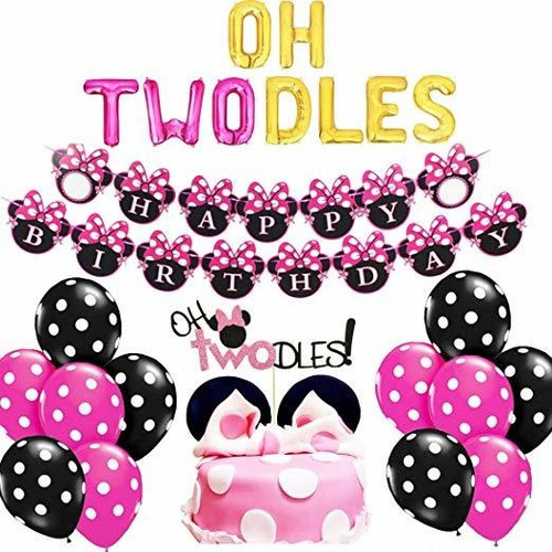 Oh Twodles Globos Minnie Mouse Segundo Cumpleaños De La Tort