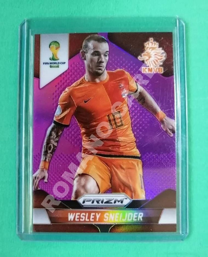 Tarjeta Panini 2014 Prizm Wesley Sneijder Purple /99 Holanda