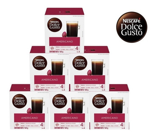 Capsulas De Café Dolce Gusto Americano Pack X6