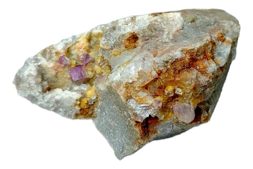 Fluorita Cúbica Púrpura Calcita 337gr/minerales De Colección