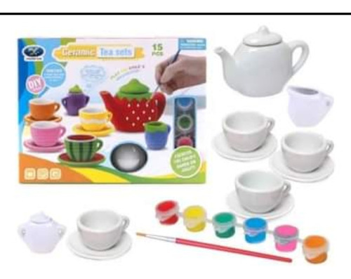 Set De Tacitas Para Te Para Niñas, Para Colorear De Ceramica