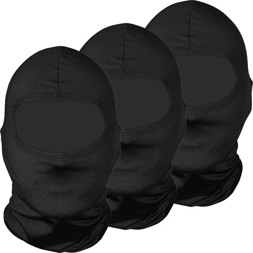 Kit 3 Touca Ninja Toca Balaclava Bandana Com Uv50+ Térmica Cor Preto
