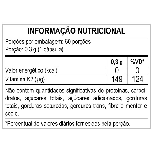 Suplemento De Vitamina K2 Mk7 149mcg 60 Cáps. Apisnutri - Sv