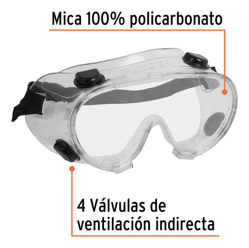 Lentes De Seguridad Con Válvulas De Ventilación Indirecta