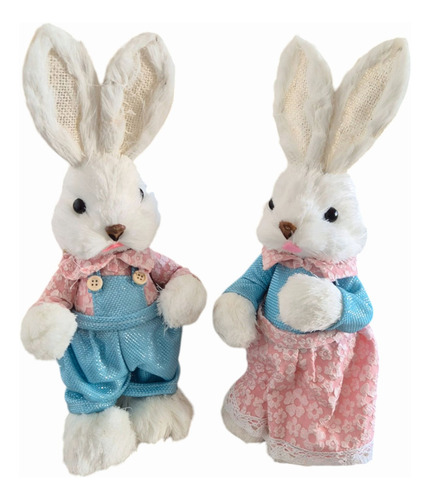 Conejos De Pascua De Paja Decoracion De 35cm.
