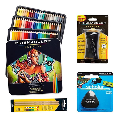 Prismacolor 72-count Colored Pencils, Triangular Scholar Pen