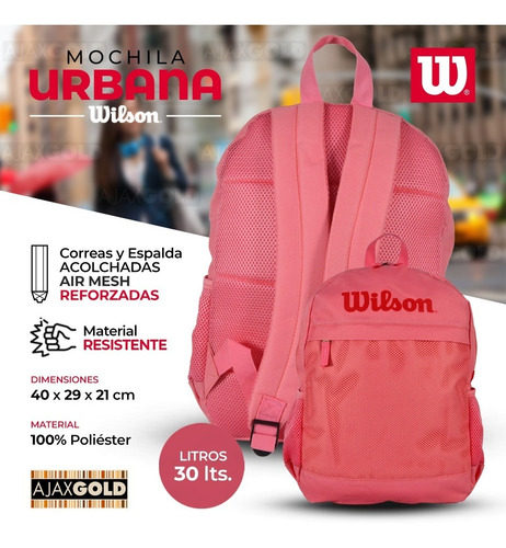 Imagen 2 de 10 de Mochila Wilson Urbana Deportes Reforzada Gym Porta Notebook
