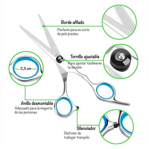 Imagen 3 de 10 de Kit Tijeras De Peluquería Profesional Corte + Pulir