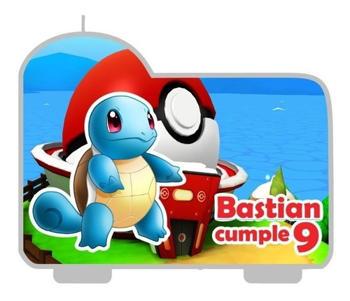 Vela De Cumpleaños Personalizada Cumpleaños Pokemon Square