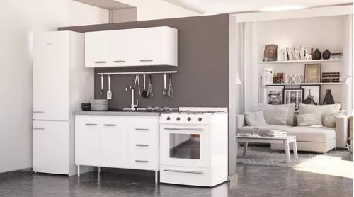 Alacena Melamina Cocina Lavadero Oficina Armario 1,20 Mt Color Blanco Con Roble Termo Negro