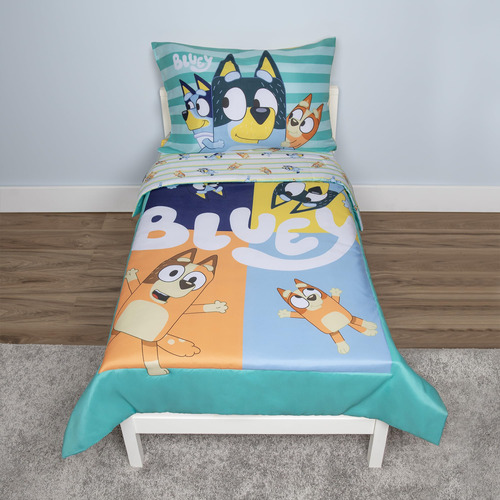 Bluey Juego De Ropa De Cama De 4 Piezas Para Ninos Pequenos,