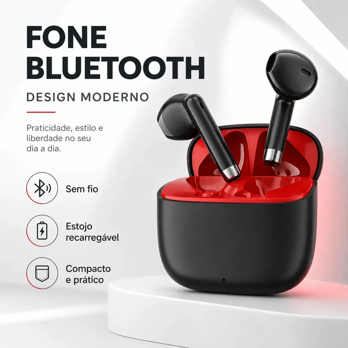Fone de Ouvido Lamericano KD-771 Sem Fio TWS Bluetooth 5.4 Com Microfone e Resistência à Água IPX4