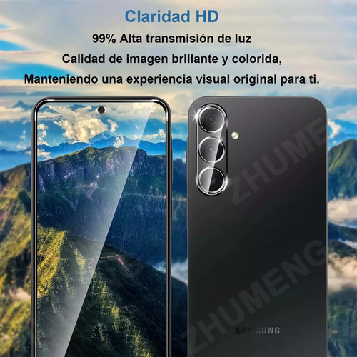 Funda 4 en 1 para Samsung Galaxy A55, incluye 2 protectores de pantalla HD, protector de cámara y carcasa trasera transparente antiamarilleo. Amortiguador de golpes y cristal templado.