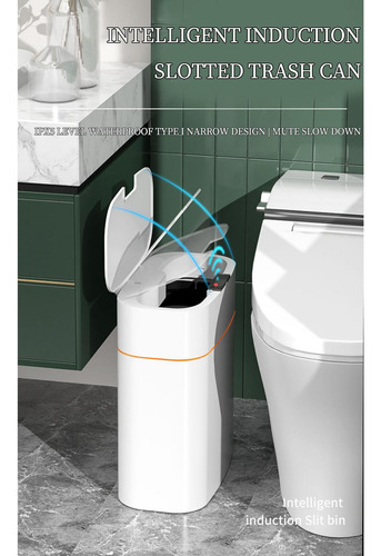 Bote De Basura Sin Contacto Papelera Batería Blanca