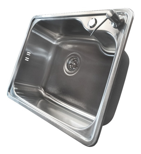 Imagen 2 de 10 de Bacha Cocina Pileta Simple Acero Inoxidable Dosificador 56cm