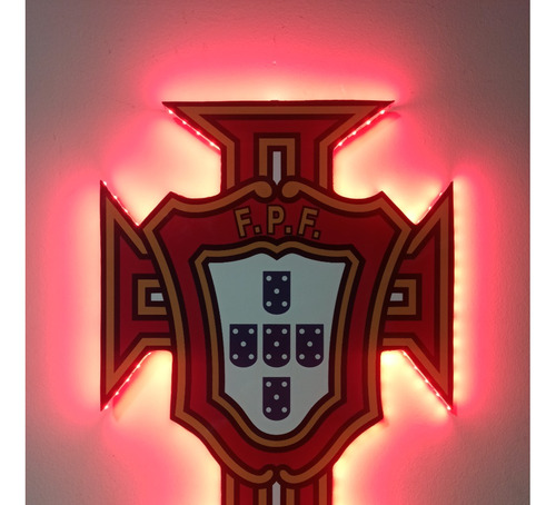 Cuadro Escudo Portugal Con Luces Led Rojo + Tecla