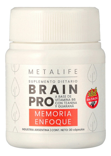 Suplemento Brain Pro Memoria Y Concentracion X 30 Caps