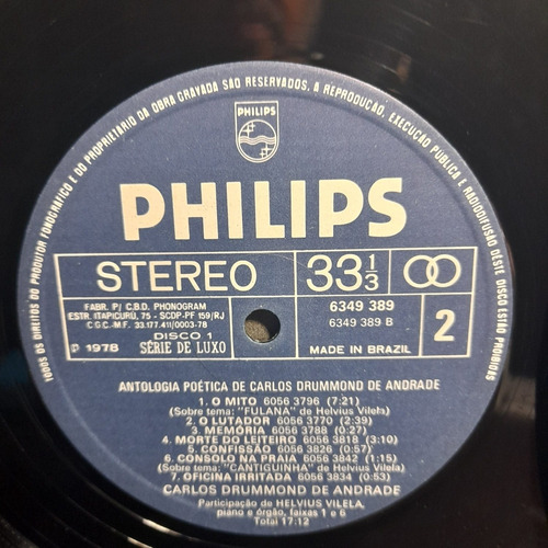 Imagem 9 de 10 de Vinil Lp Antologia Poética Carlos Drummond De Andrade Ótimo