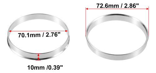2 Centrador Rin 72.6-70.1, Aleación De Aluminio En Tono Plat