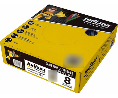 Cable Thw-ls/thhw-ls Indiana Sly308 8awg Negro X 100m En Caja