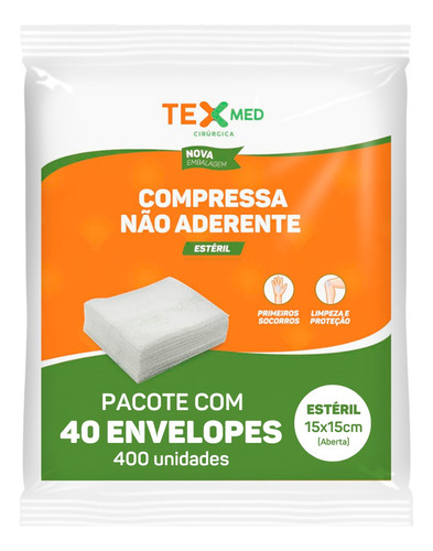 Compressa Não Aderente Texmed 15x15cm - 400 Unidades