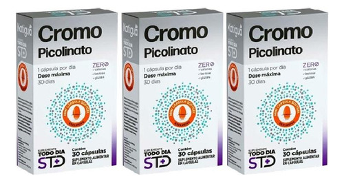 Kit Cromo Picolinato Katiguá Com 3 Caixas De 30 Cáps Cada