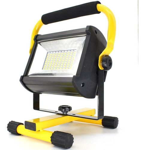 Holofote Luminária Recarregável Led 100w Resistente Água Cor da carcaça Amarelo/Preto Cor da luz Branca 6,4