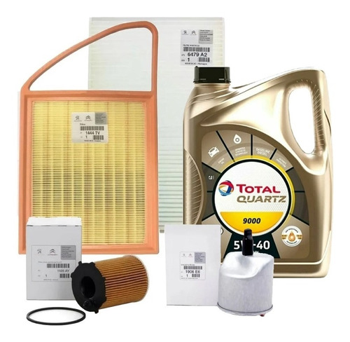 Kit 4 Filtros + Aceite Total 9000 Peugeot Partner 1.6 8v Hdi