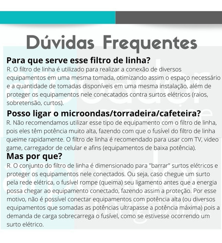 Imagem 5 de 7 de Filtro De Linha Universal 6 Tomadas Régua Extensão Chave Led