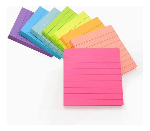 (8 Pack) Lined Sticky Notes 3x3 In Bright Ruled Post Stickie