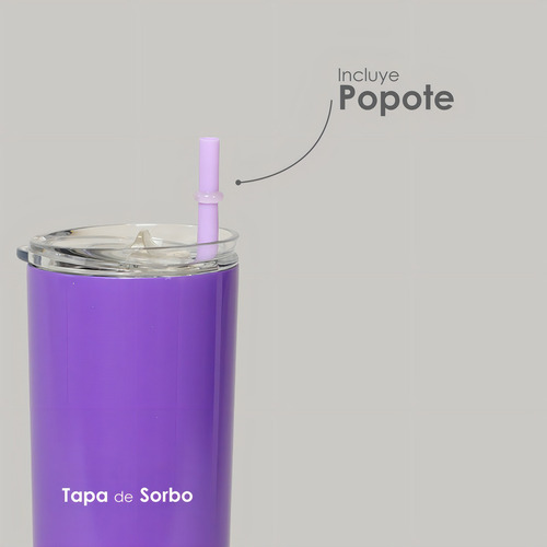 Termo Vaso Para Bebidas 20oz Acero Inox Doble Pared 8 Colore Color Lila