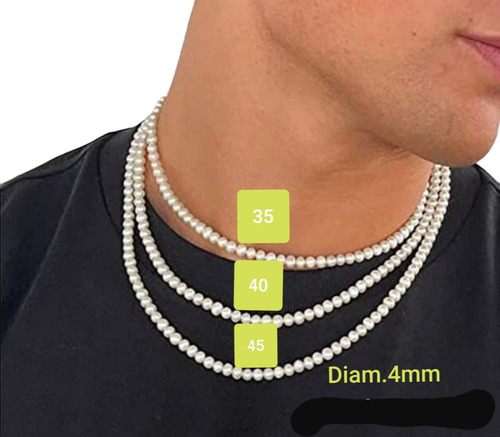Imagen 3 de 4 de Collar Perlas Pequeñas 4mm Cierre De Acero Quirúrgico Chicas