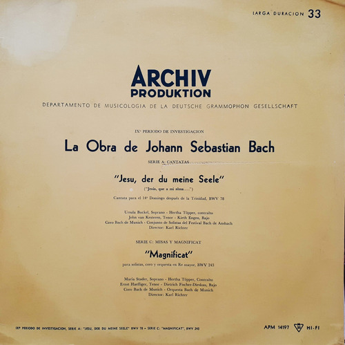 Dto De Musicologia  - La Obra De Johann Sebastian Bach Lp